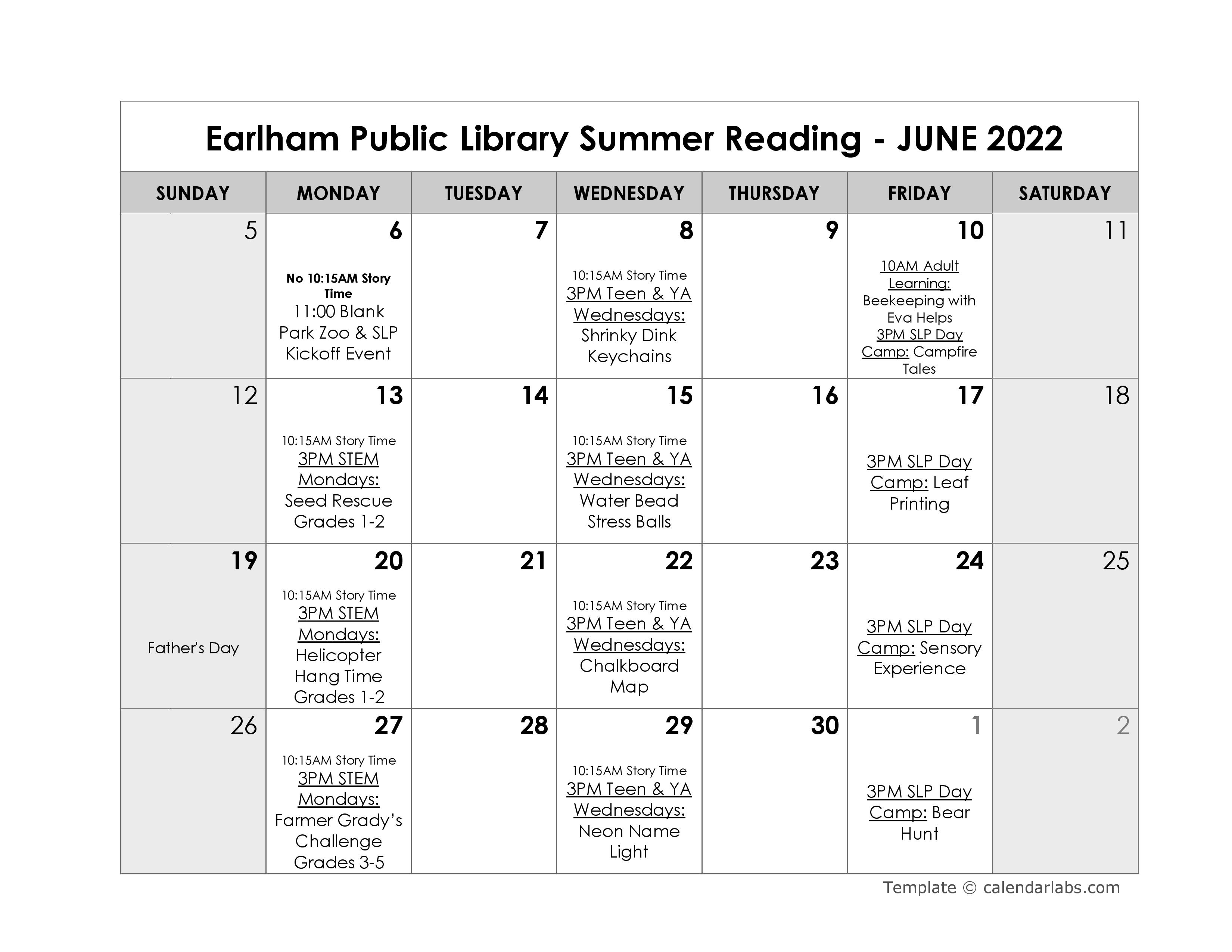 June 2022 Calendar
